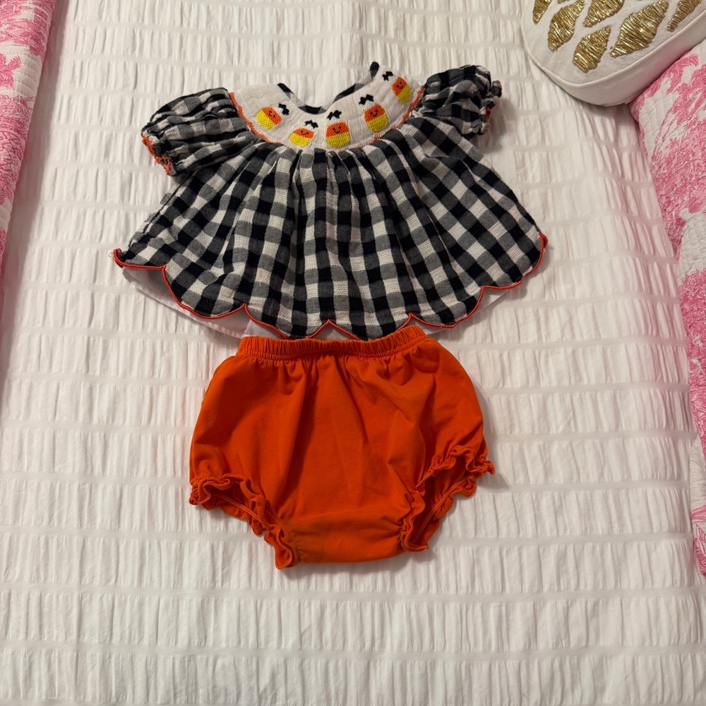 Candy Corn Bow Baby Smock